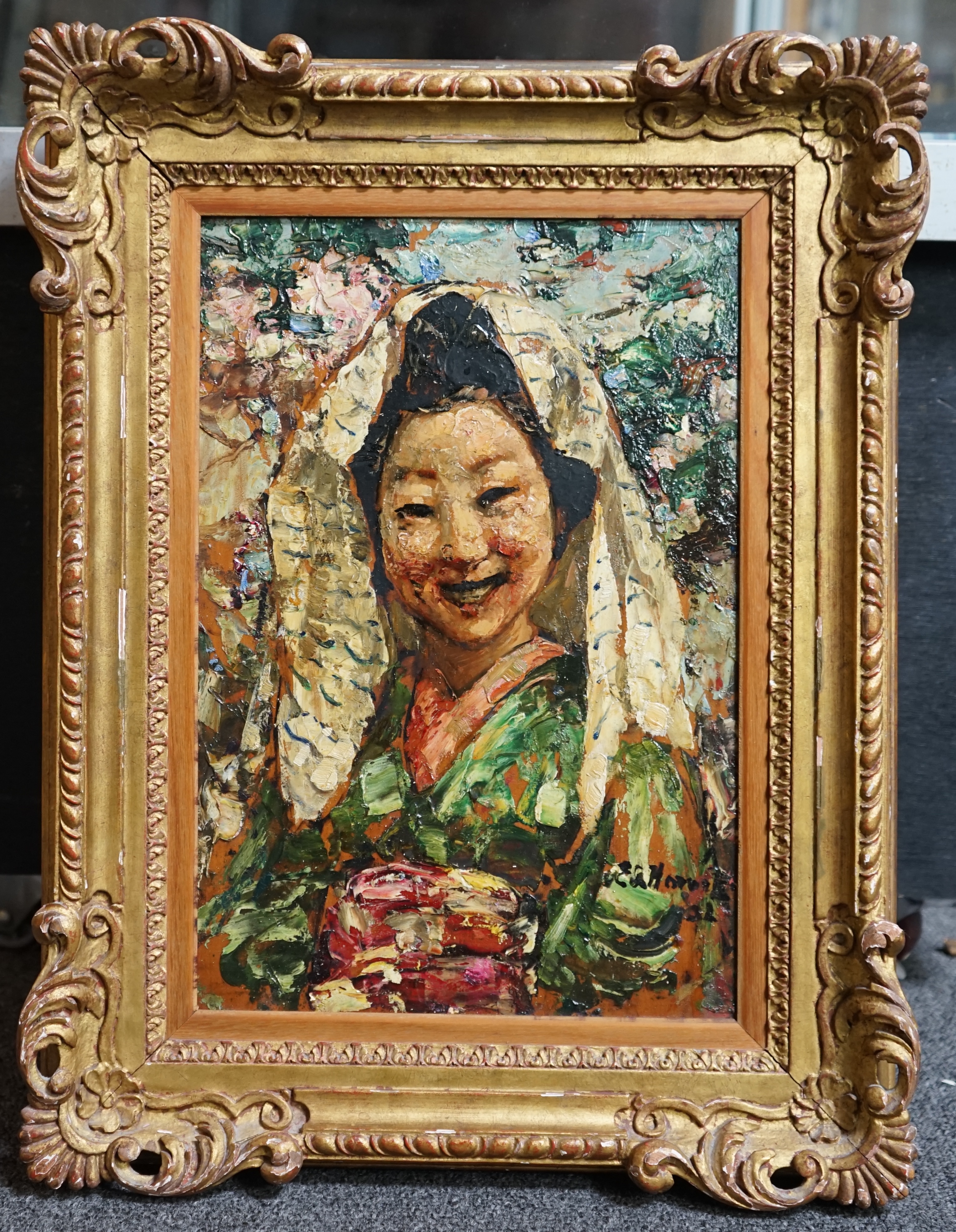 Edward Atkinson Hornel (Scottish, 1864-1933), Portrait of a Japanese woman, oil on board, 32 x 22cm